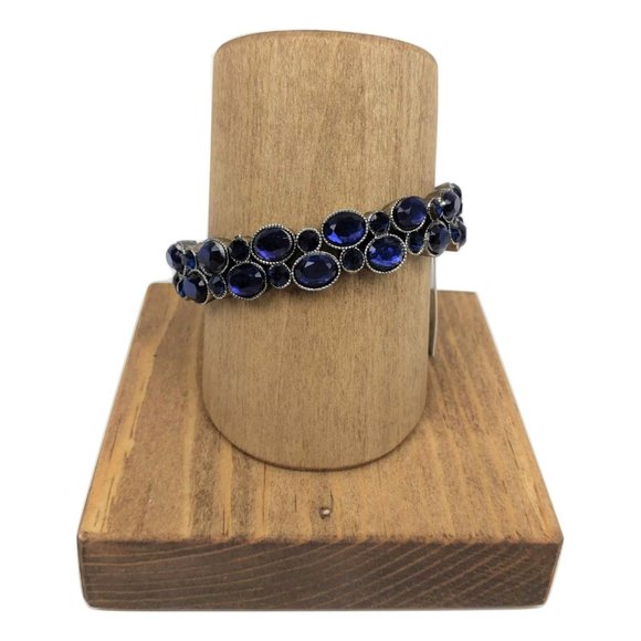 Dress Barn Blue Rhinestone Bangle Bracelet - Picture 1 of 4